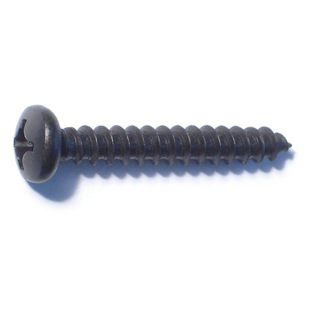Midwest Fastener Sheet Metal Screw, #12 x 1-1/2 in, Black Steel Pan Head Phillips Drive, 6 PK 79424